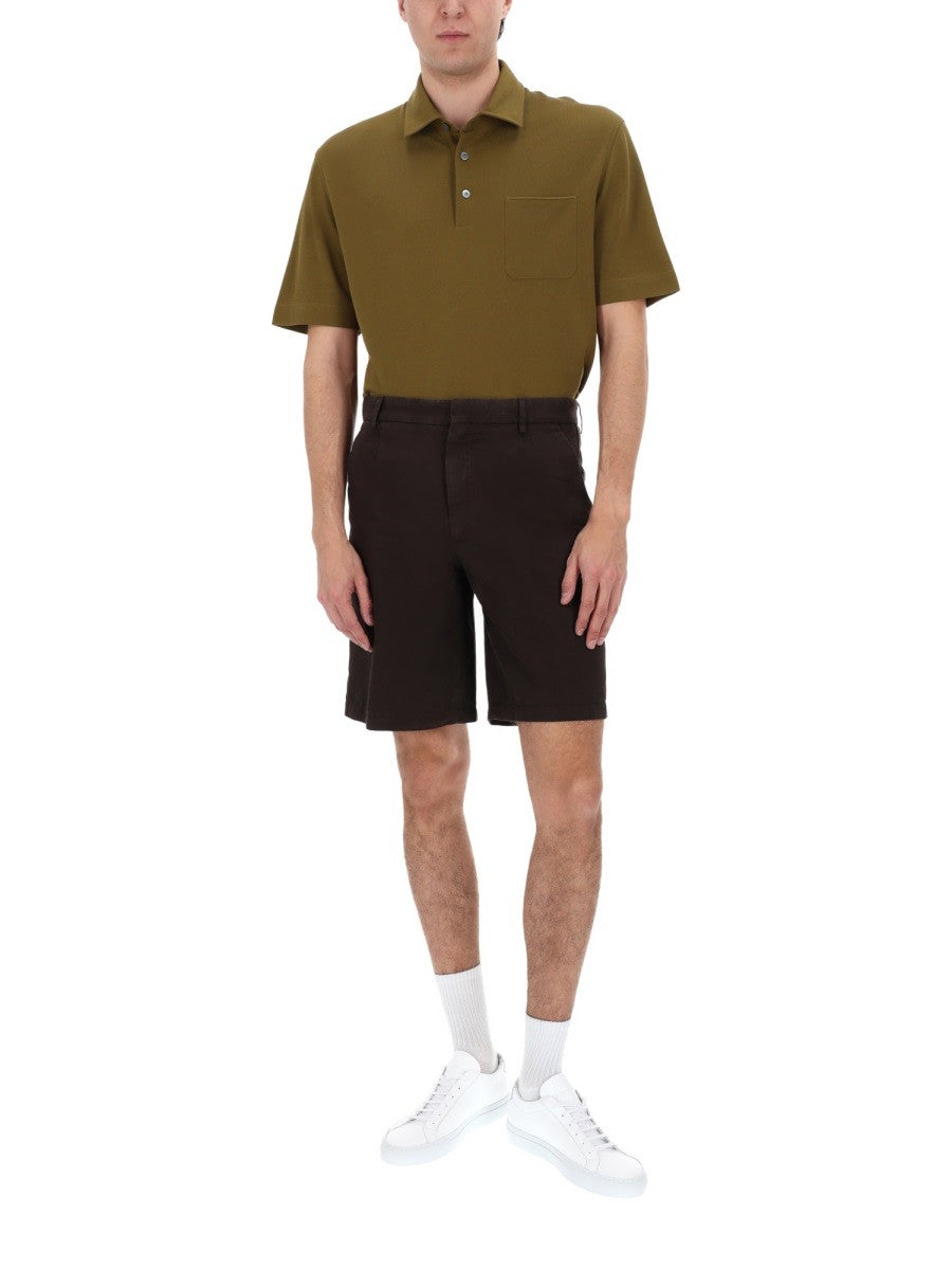 Zegna Men's Shorts in Cotone Brown