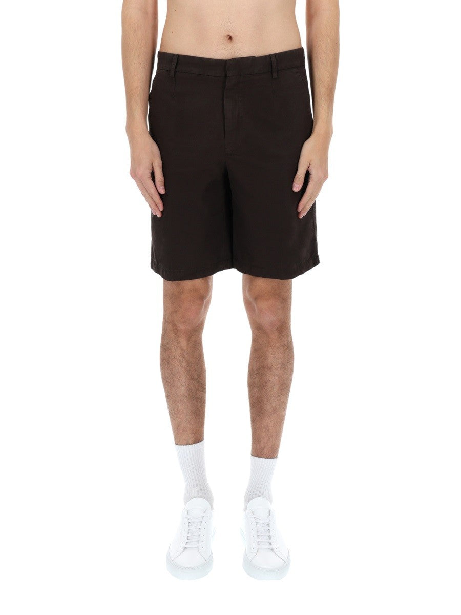Zegna Men's Shorts in Cotone Brown