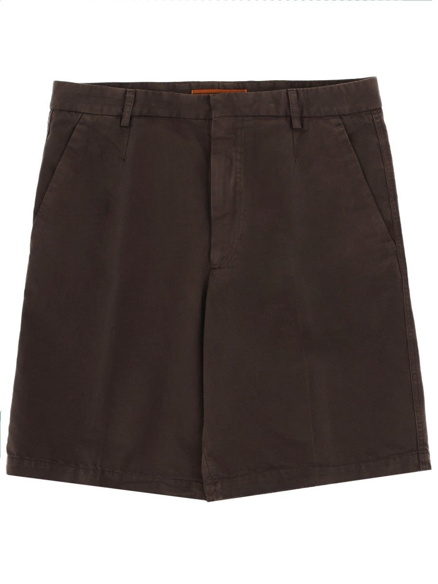 Zegna Men's Shorts in Cotone Brown