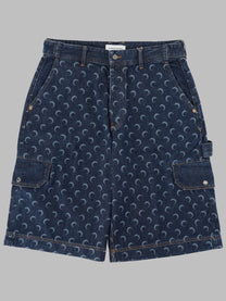 Marine Serre Men's Shorts in Denim Con Stampa All over Blue