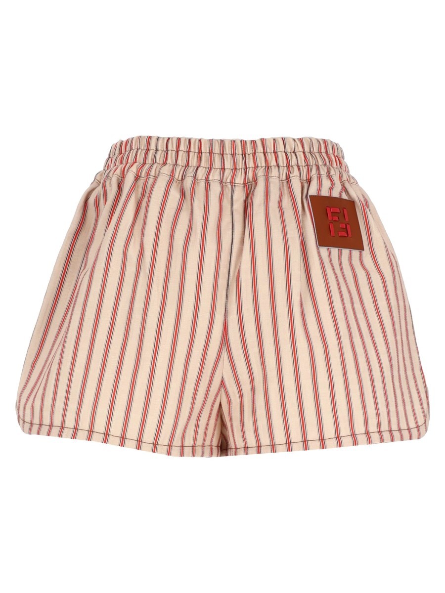 Fendi Women's Shorts in Denim FF Righe Beige