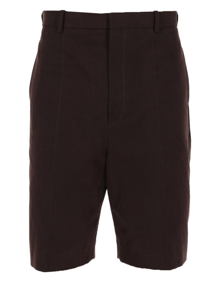 Bottega Veneta Men's Shorts in Gabardine DI Cotone Brown