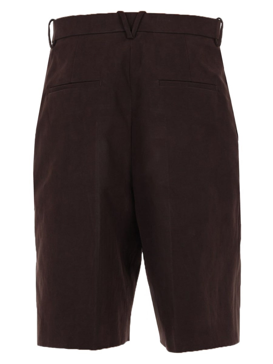 Bottega Veneta Men's Shorts in Gabardine DI Cotone Brown