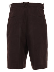 Bottega Veneta Men's Shorts in Gabardine DI Cotone Brown