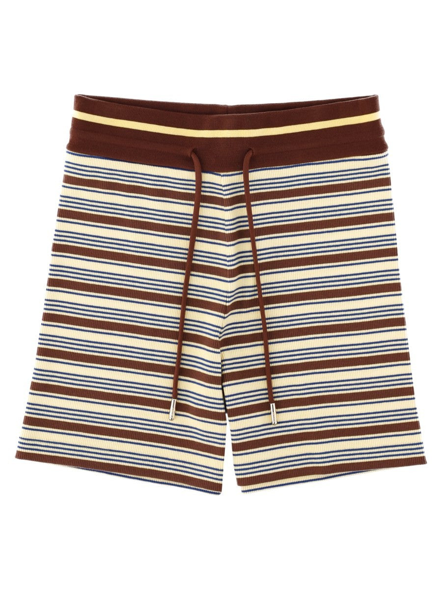 Fendi Women's Knit Cotton Striped Shorts Multicolor