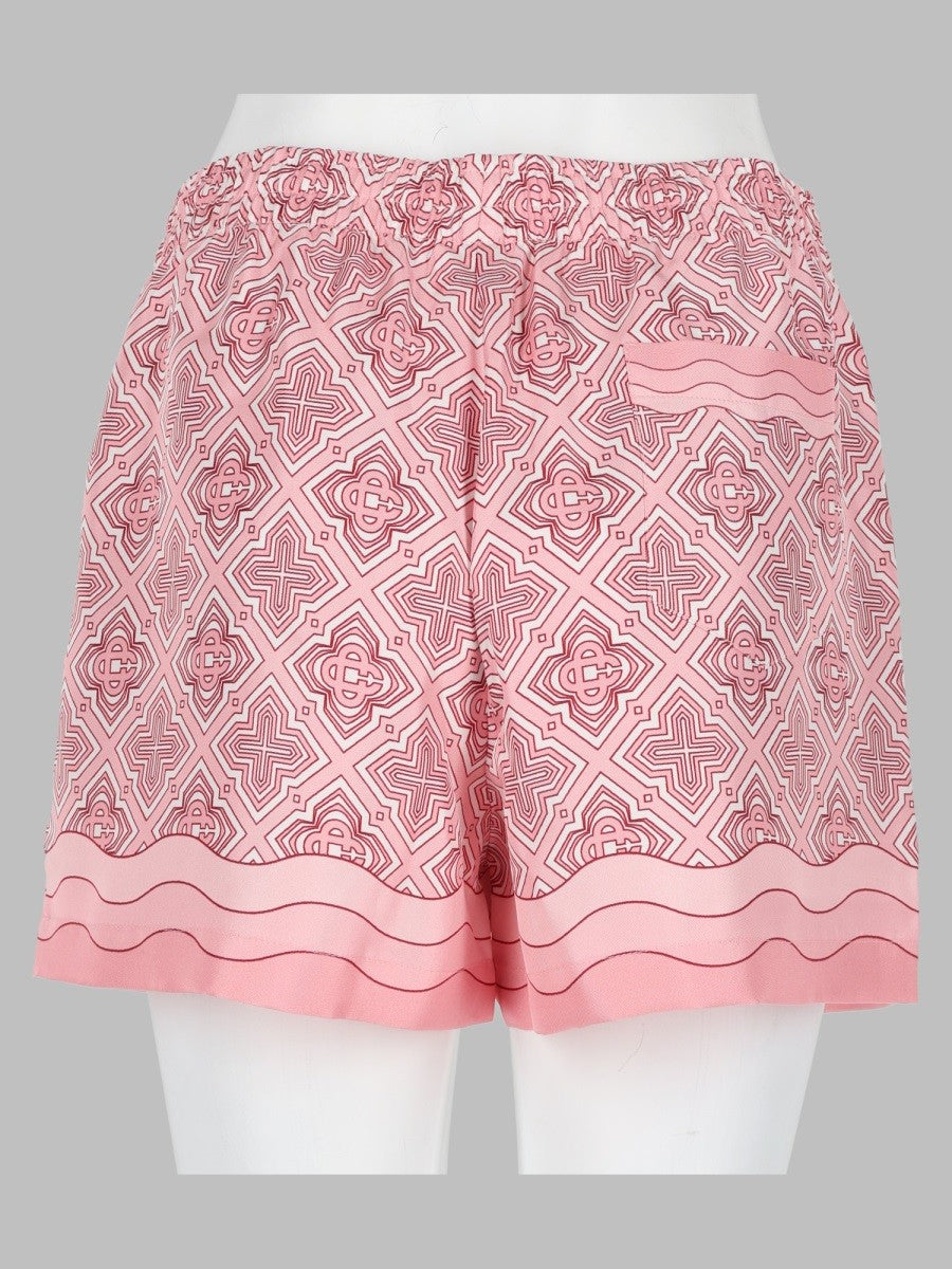 Casablanca Women's Shorts in Seta Con Stampa Monogram Blue