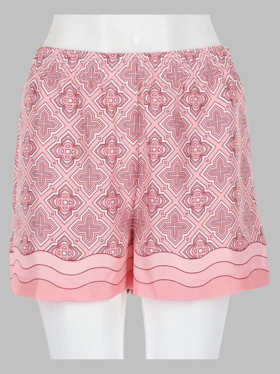 Casablanca Women's Shorts in Seta Con Stampa Monogram Blue