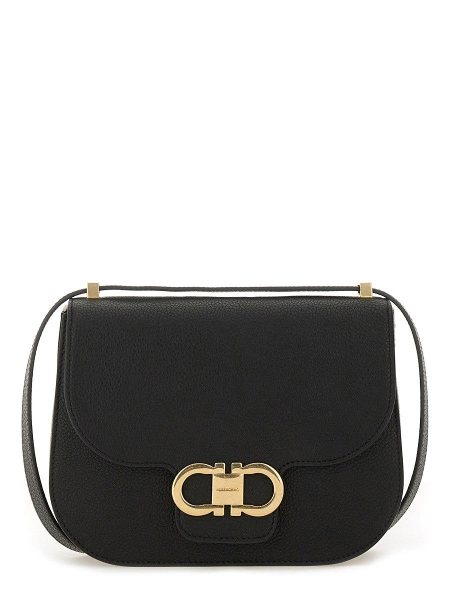 Ferragamo Women's Shoulder Bag Double Hooks Black