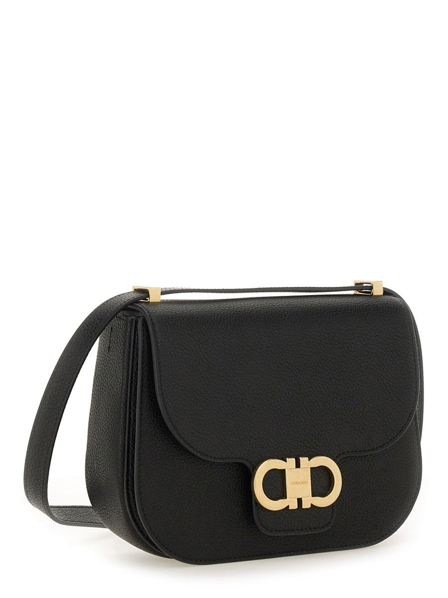 Ferragamo Women's Shoulder Bag Double Hooks Black