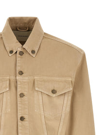 Entire Studios Shrunken Denim Jacket Beige
