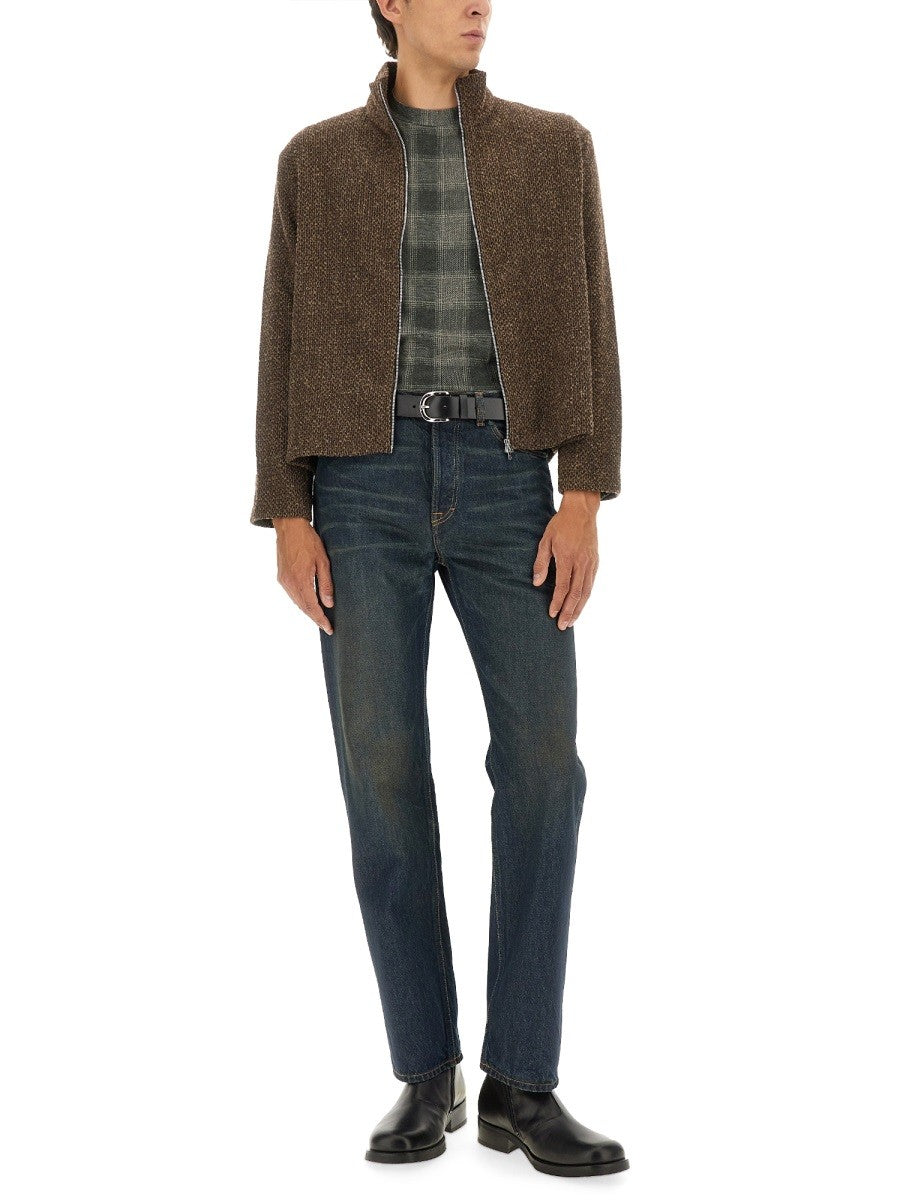 Our Legacy Men's Shrunken Zippered Sweatshirt Brown