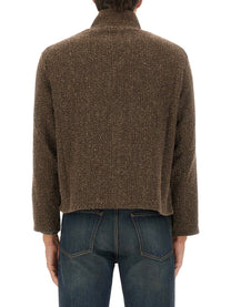 Our Legacy Men's Shrunken Zippered Sweatshirt Brown
