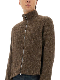 Our Legacy Men's Shrunken Zippered Sweatshirt Brown