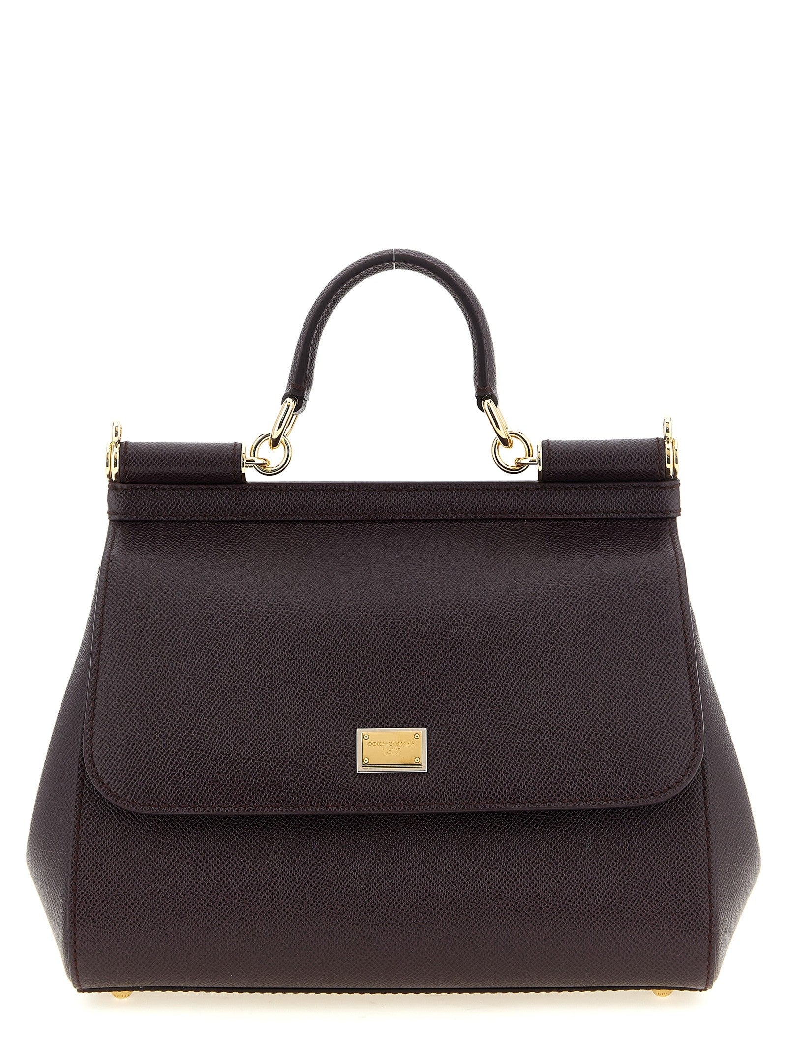 Dolce &amp; Gabbana Sicily Grande Dauphine Leather Handbag Red