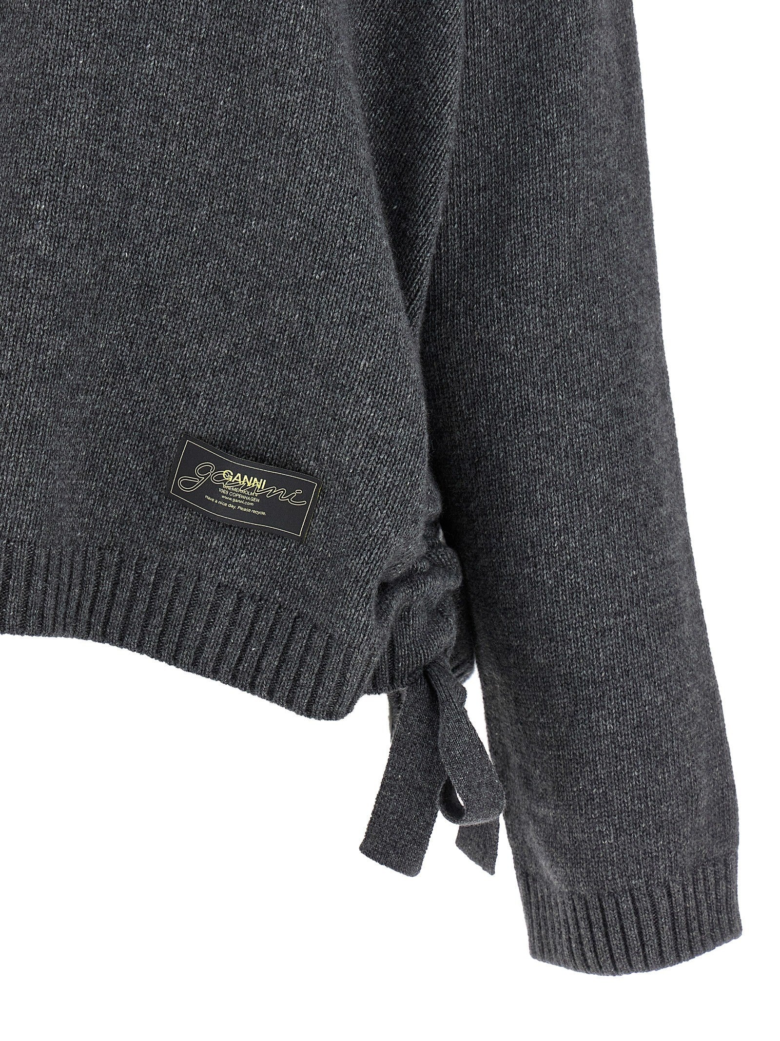 Ganni Side Laces Sweater Grey
