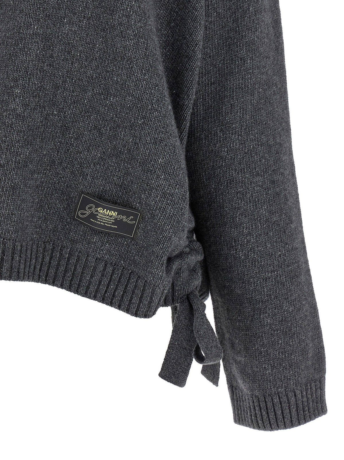 Ganni Side Laces Sweater Grey, view 4