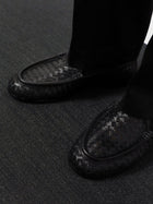 Bottega Veneta Men's Silenzio Leather Loafers Black, view 2
