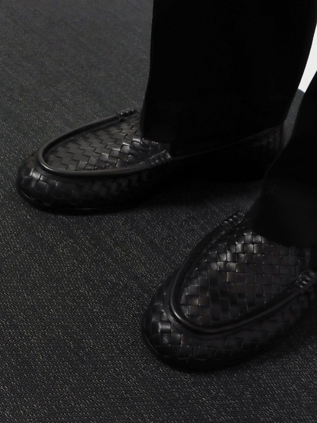 Bottega Veneta Men's Silenzio Leather Loafers Black, view 2