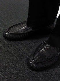 Bottega Veneta Men's Silenzio Leather Loafers Black, view 2