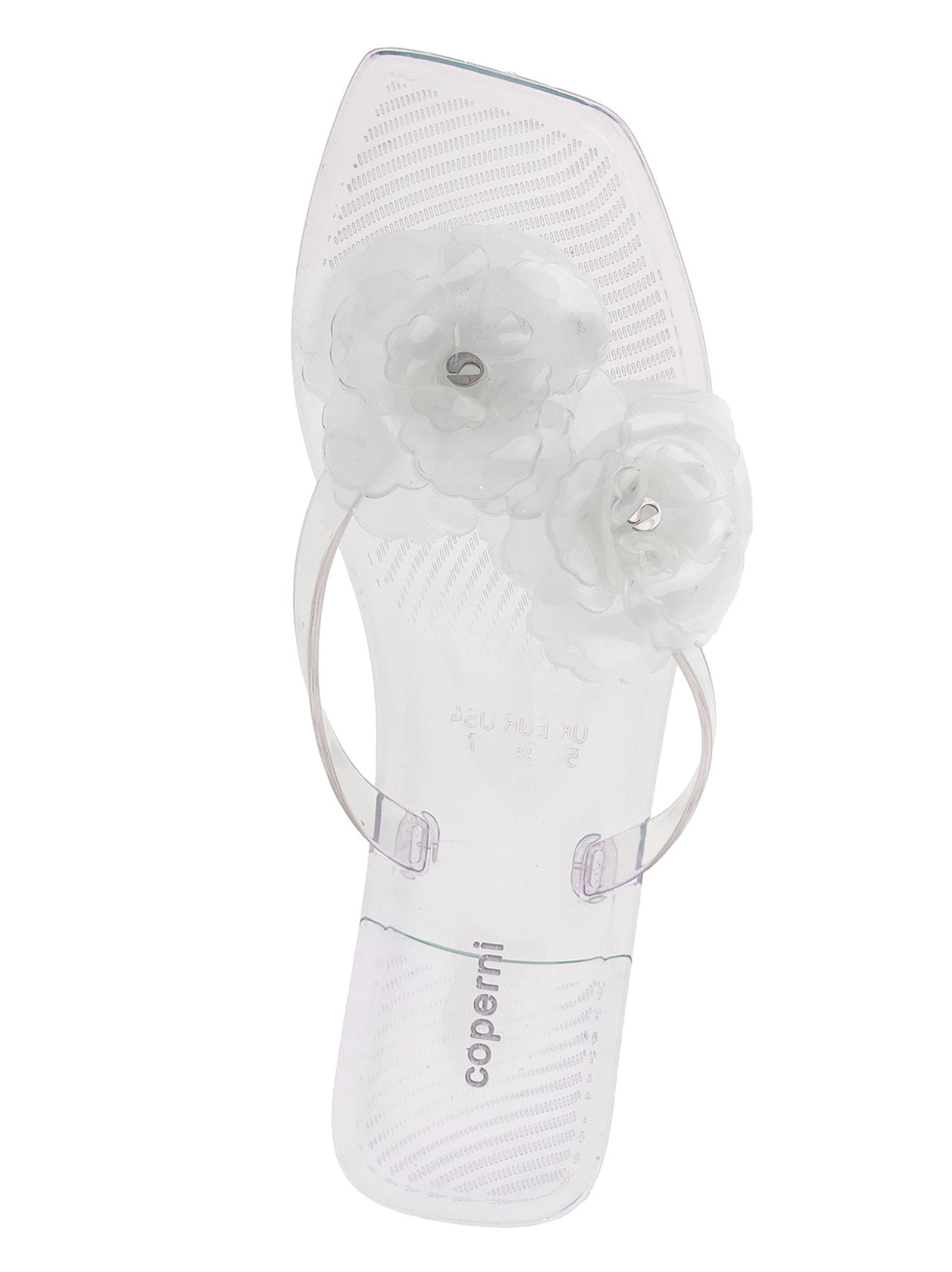 Coperni Silicone Flower Flat Sandals Silver