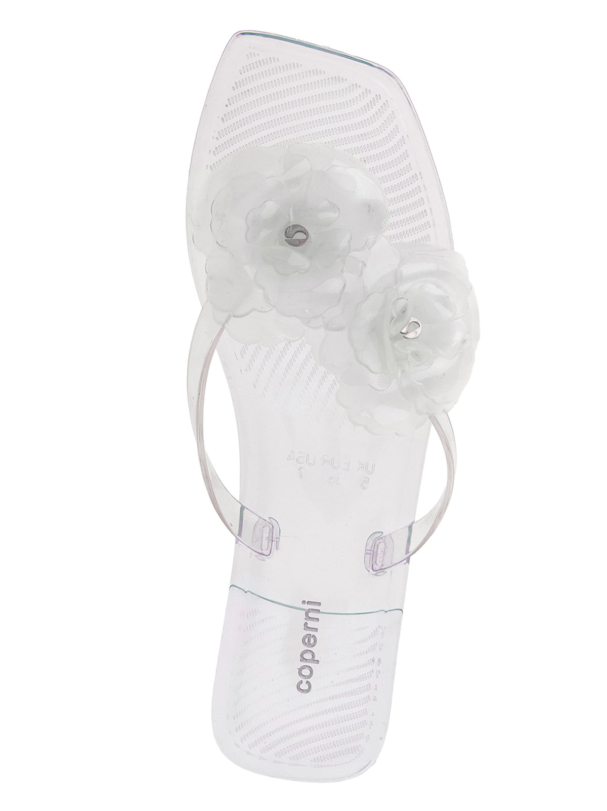 Coperni Silicone Flower Flat Sandals Silver, view 4