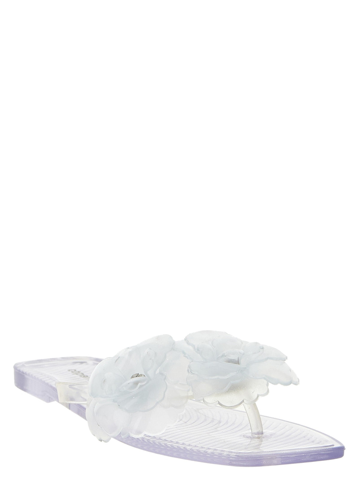 Coperni Silicone Flower Flat Sandals Silver, view 2