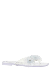 Coperni Silicone Flower Flat Sandals Silver