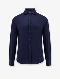 Brunello Cucinelli Men's Silk and Cotton Blend Shirt Blue