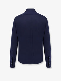 Brunello Cucinelli Men's Silk and Cotton Blend Shirt Blue