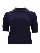 Gucci Women's Silk and Cotton Polo Shirt Blue