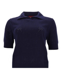 Gucci Women's Silk and Cotton Polo Shirt Blue