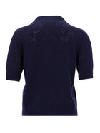 Gucci Women's Silk and Cotton Polo Shirt Blue, view 3