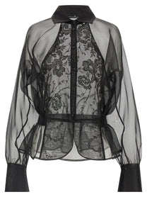 Ermanno Scervino Silk and Lace Shirt Black