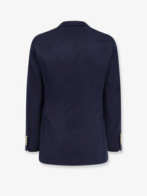 Brunello Cucinelli Men's Silk Twill and Linen Élavé Blazer Blue