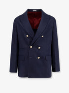 Brunello Cucinelli Men's Silk Twill and Linen Délavé Blazer Blue