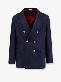 Brunello Cucinelli Men's Silk and Linen Blazer Blue