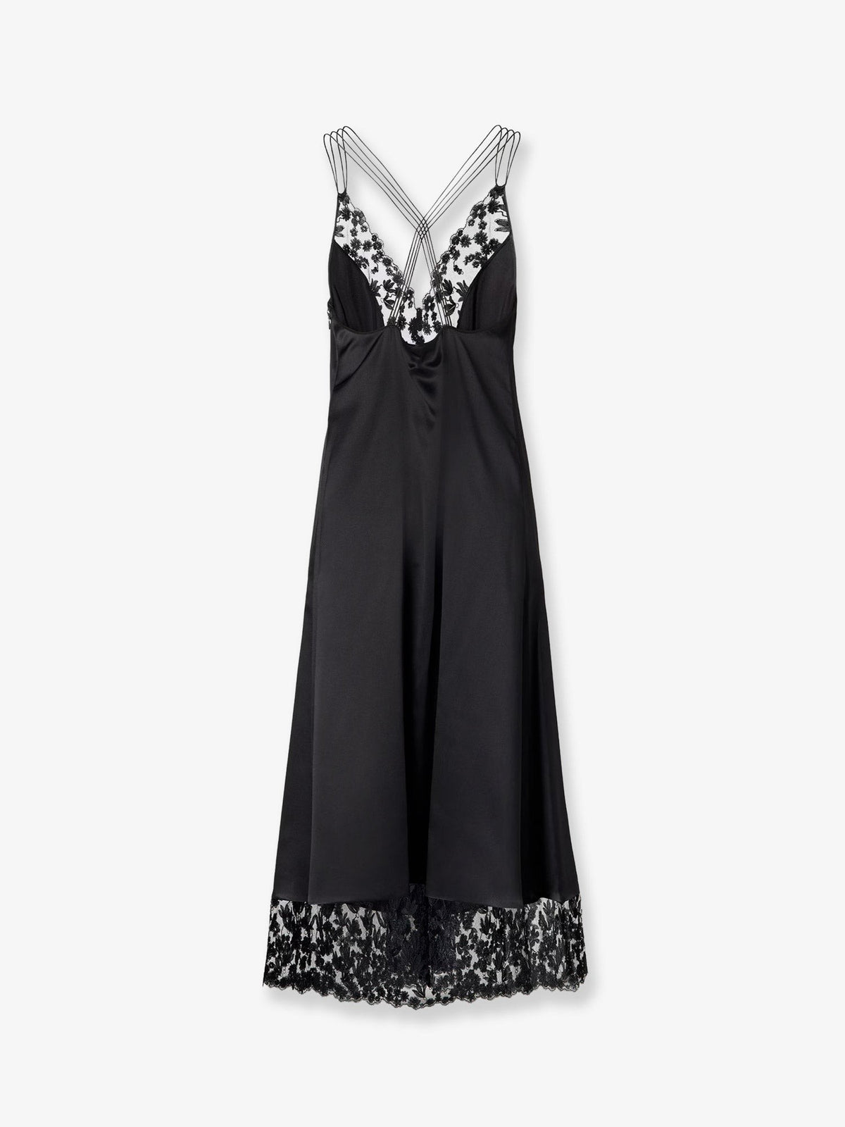 Fendi Women's Silk and Millefiori Lace Midi Dress Black, view 2