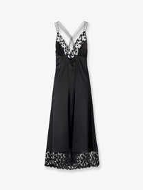 Fendi Women's Silk and Millefiori Lace Midi Dress Black, view 2