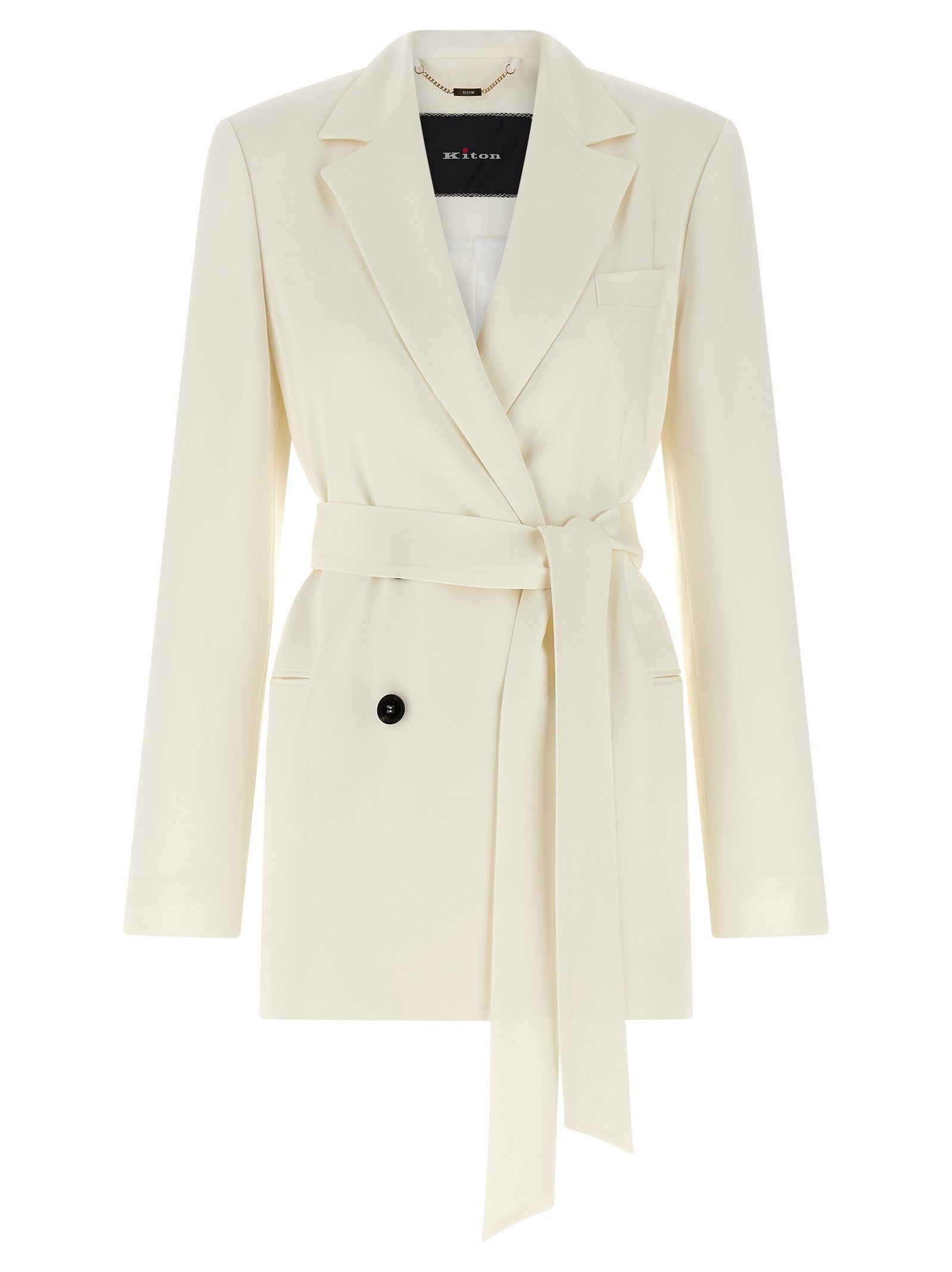 Kiton Silk Blazer White