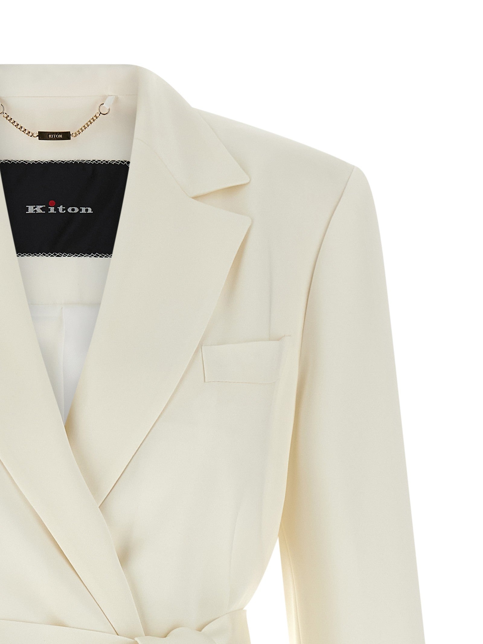 Kiton Silk Blazer White