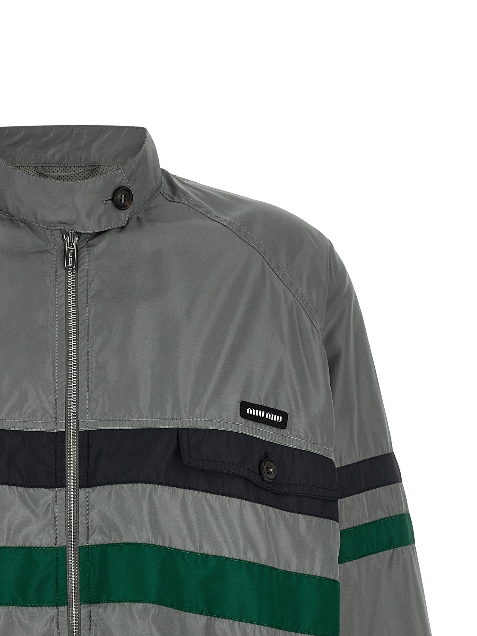 Miu Miu Silk Blouson Tec Grey