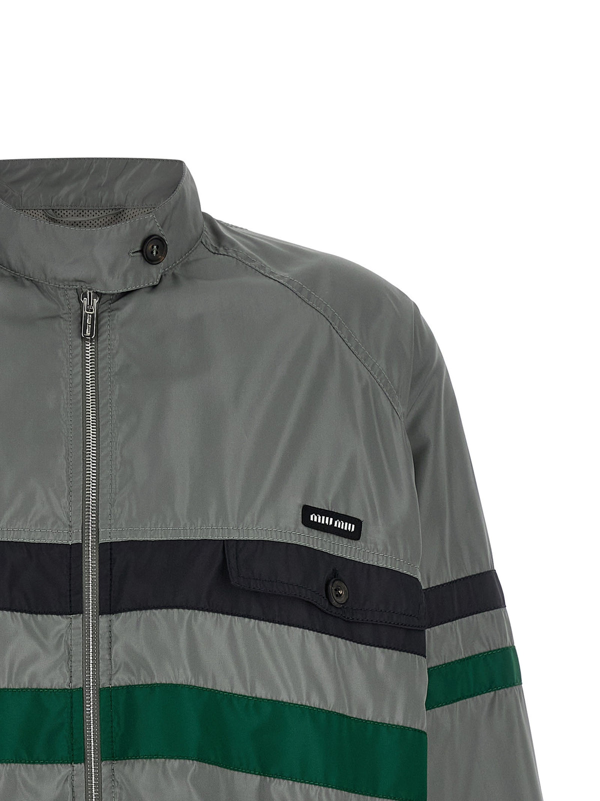 Miu Miu Silk Blouson Tec Grey, view 3