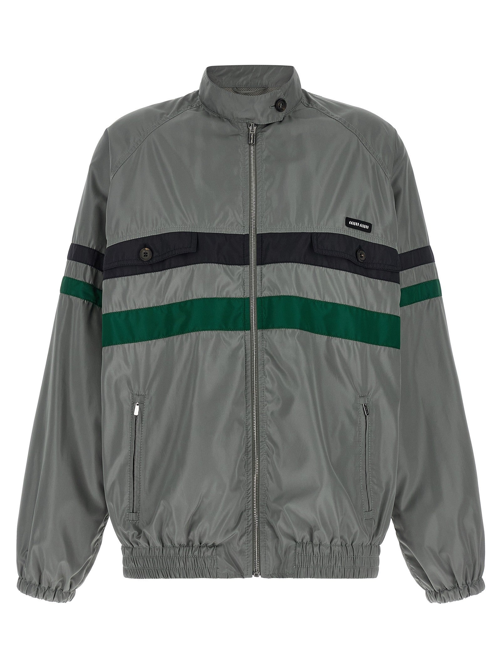 Miu Miu Silk Blouson Tec Grey