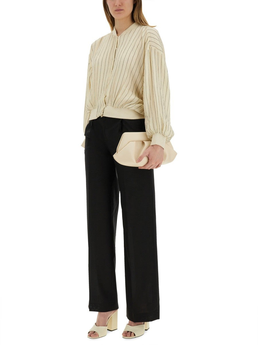 Alysi Women's Silk Bomber Jacket White Alysi