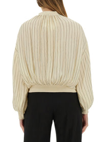 Alysi Women's Silk Bomber Jacket White