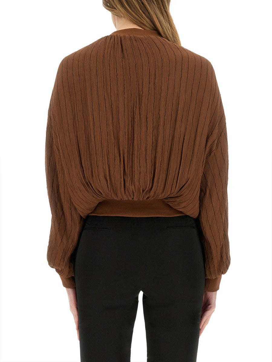 Alysi Women's Silk Bomber Jacket Brown Alysi