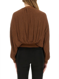 Alysi Women's Silk Bomber Jacket Brown Alysi