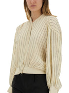 Alysi Women's Silk Bomber Jacket White, view 4