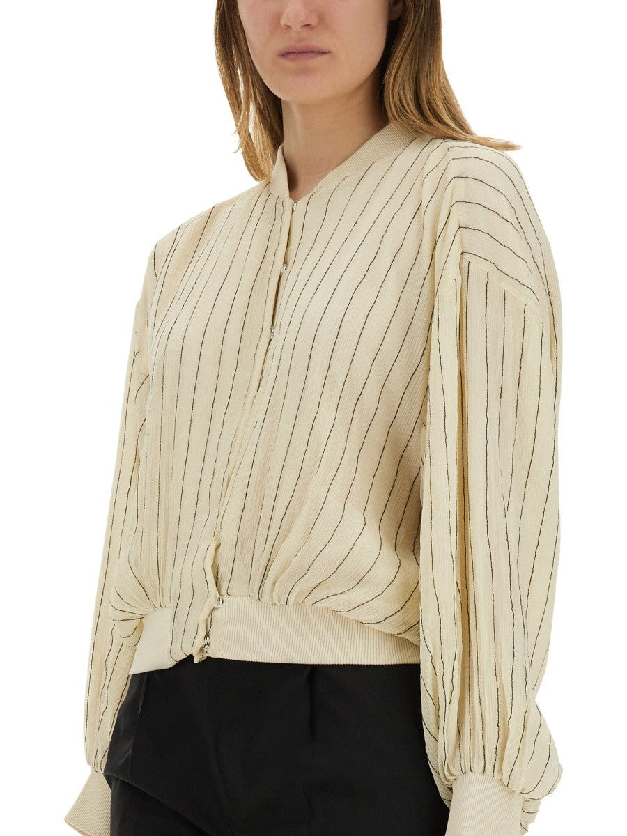 Alysi Women's Silk Bomber Jacket White, view 4