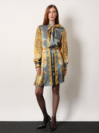 Versace Women's Silk Chemisier Dress Grey
